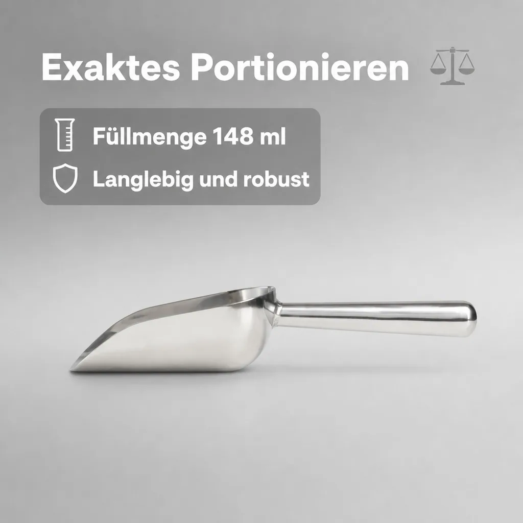 Eisschaufel Edelstahl poliert - Profi scoop, 5 oz.(148 ml.) 180 mm lang