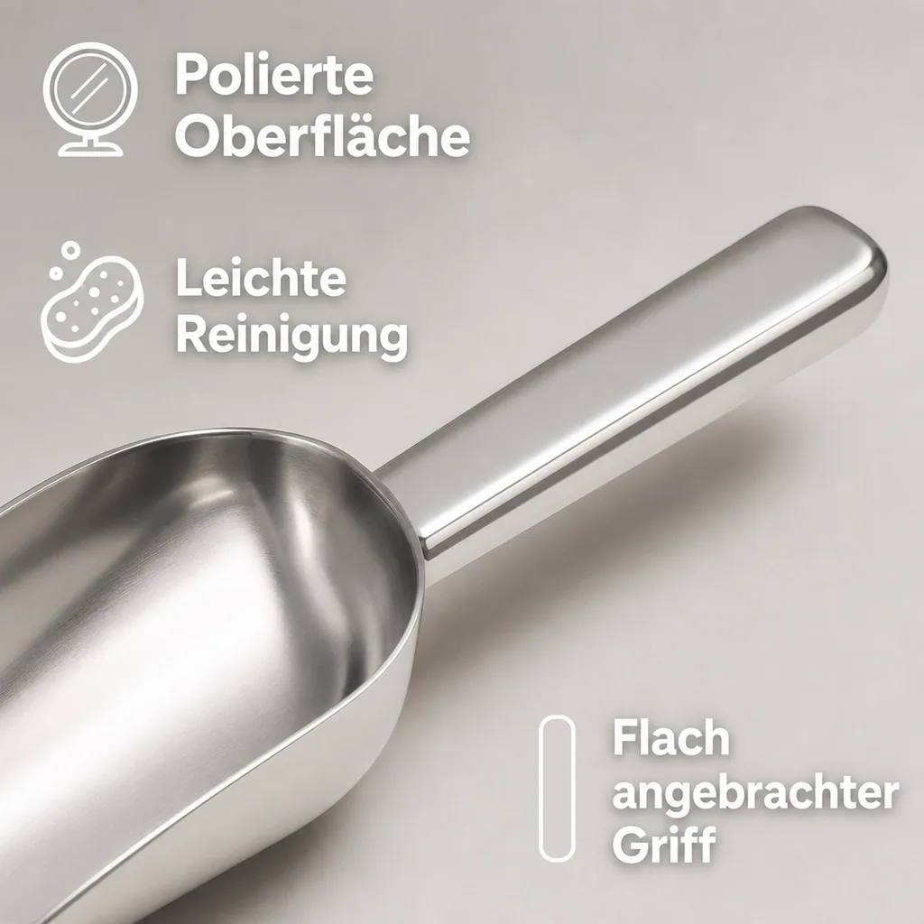 Eisschaufel Edelstahl poliert - Profi scoop, 5 oz.(148 ml.) 180 mm lang