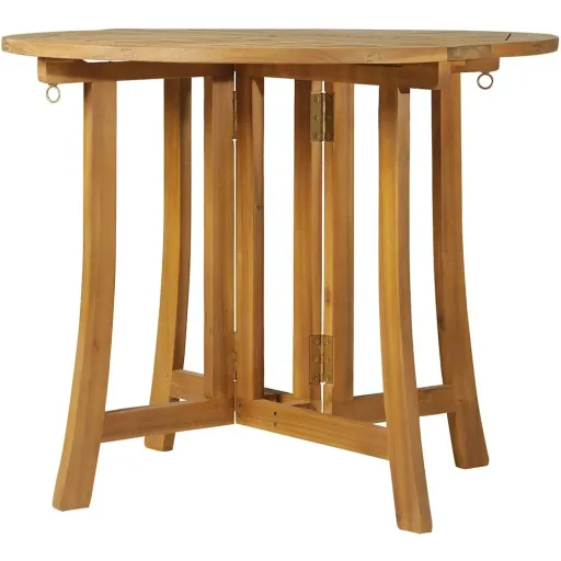 Klapptisch Beistelltisch Gartentisch Holztisch klappbar mit Schirmloch Akazie Natur Ø90 x 78 cm