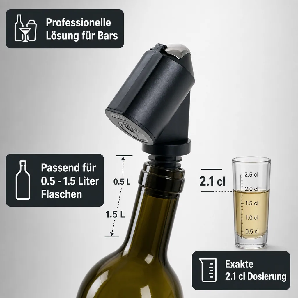 Portionierer, Dosiergerät Bottle Master 3000 - für 0.5 - 1.5 Liter Flaschen, Ausgießer, 2.1 cl