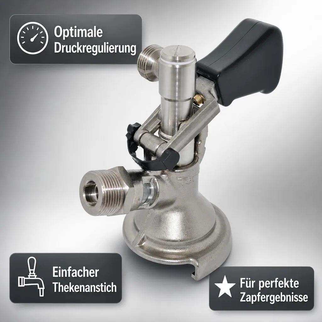 Zapfkopf - Keg Verschluss, Kombi - Fitting, seitlicher Ausgang (Thekenanstich)