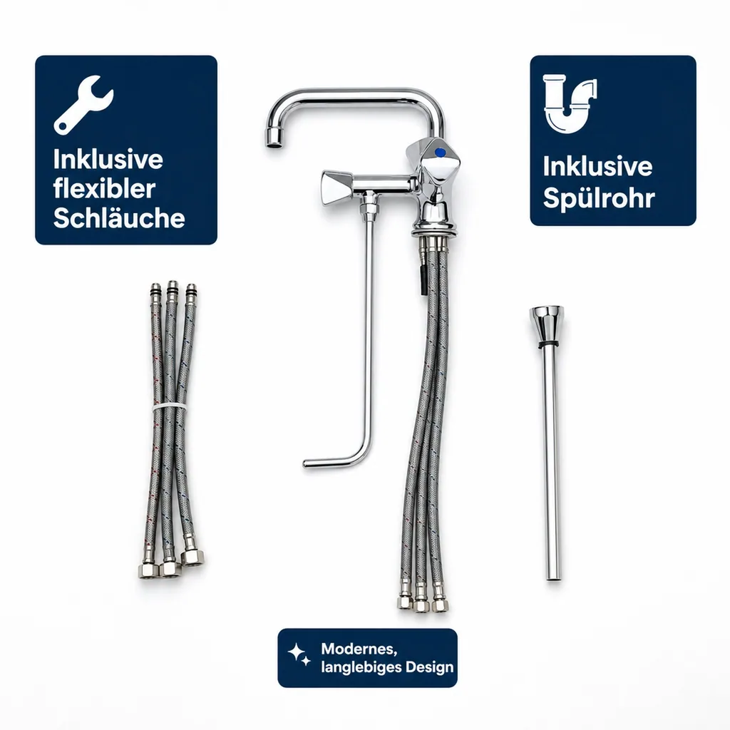 Wasserhahn, Küchenarmatur, Wasserarmatur - Mischbatterie für 1 Becken, Niederdruck