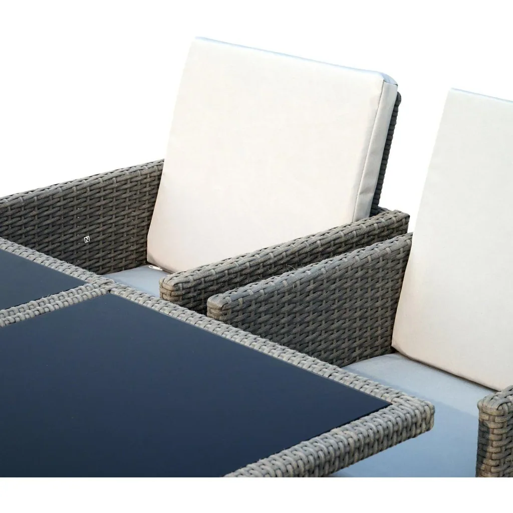 Sitzgruppe Polyrattan Gartenset 21 tlg, mit Kissen Grau