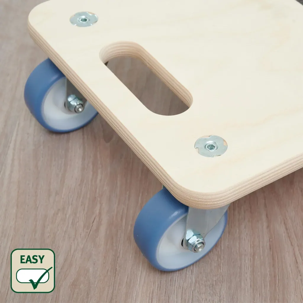 Transporthilfe MM 1325, 59 x 29 x 11 cm, softe Rollen Ø 75 mm, Rollenlager, Multiplex Birke FSC®, Tragkraft 300 kg