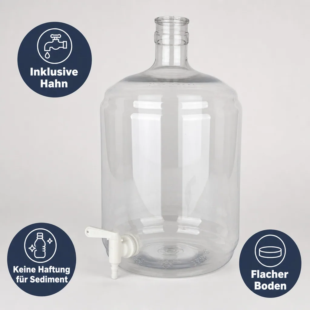 Weinballon, Glasballon - PET 12 Liter mit Hahn 5/16-7/16