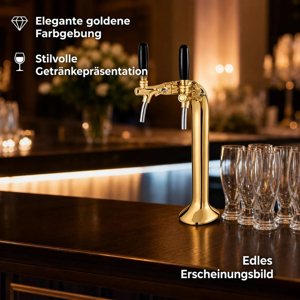 Schanksäule, Bierzapfsäule, Gold, 2-leitig, elegant