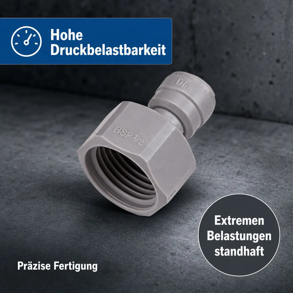 Steckverbinder mit Innengewinde 5/16" Schlauch x 1/2"BSP(P) | Kunststoff, Konisch, Hochdruckfest