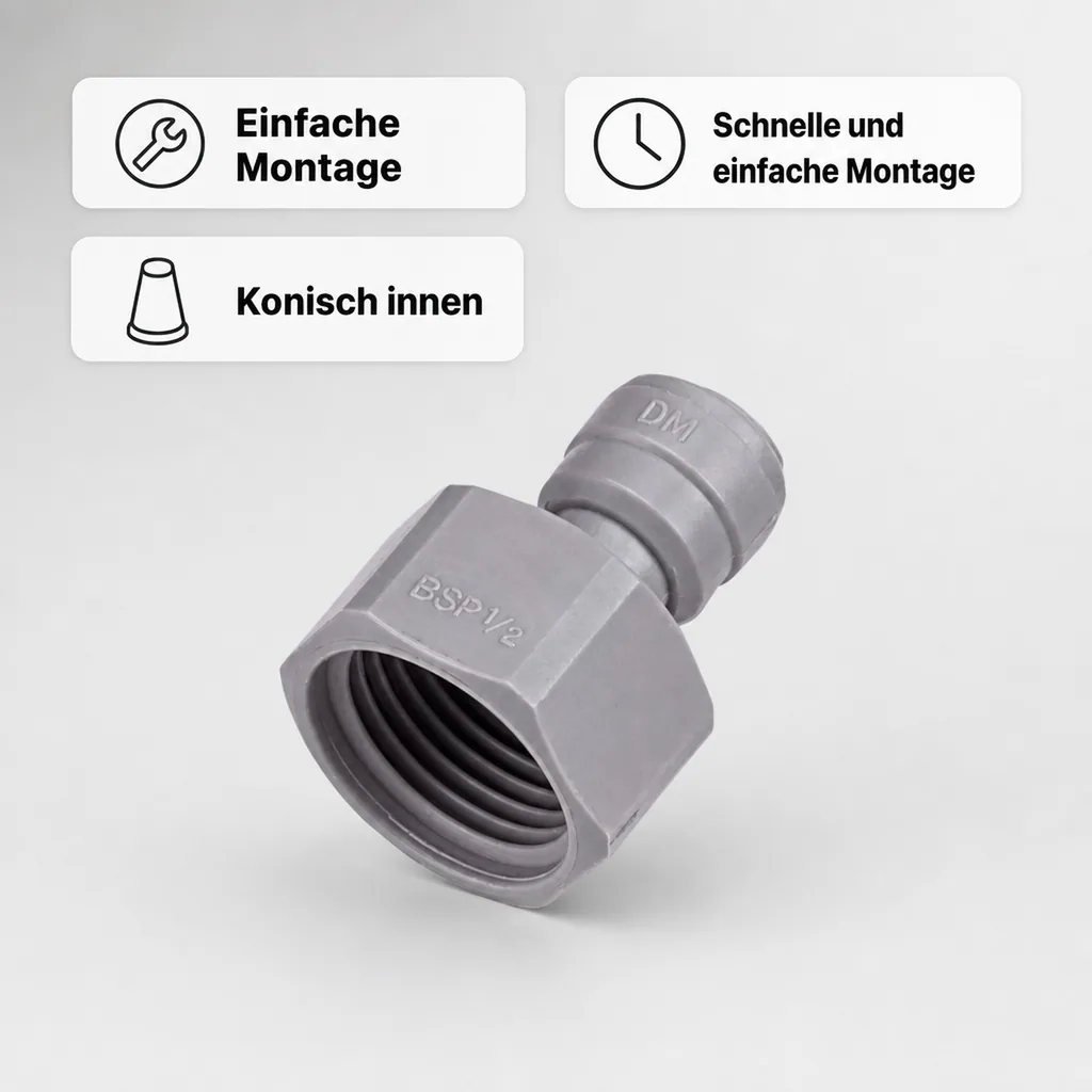 Steckverbinder mit Innengewinde 5/16" Schlauch x 1/2"BSP(P) | Kunststoff, Konisch, Hochdruckfest