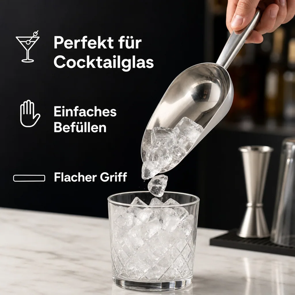 Eisschaufel Edelstahl poliert - Profi scoop, 12 oz.(355 ml.) 250 mm lang