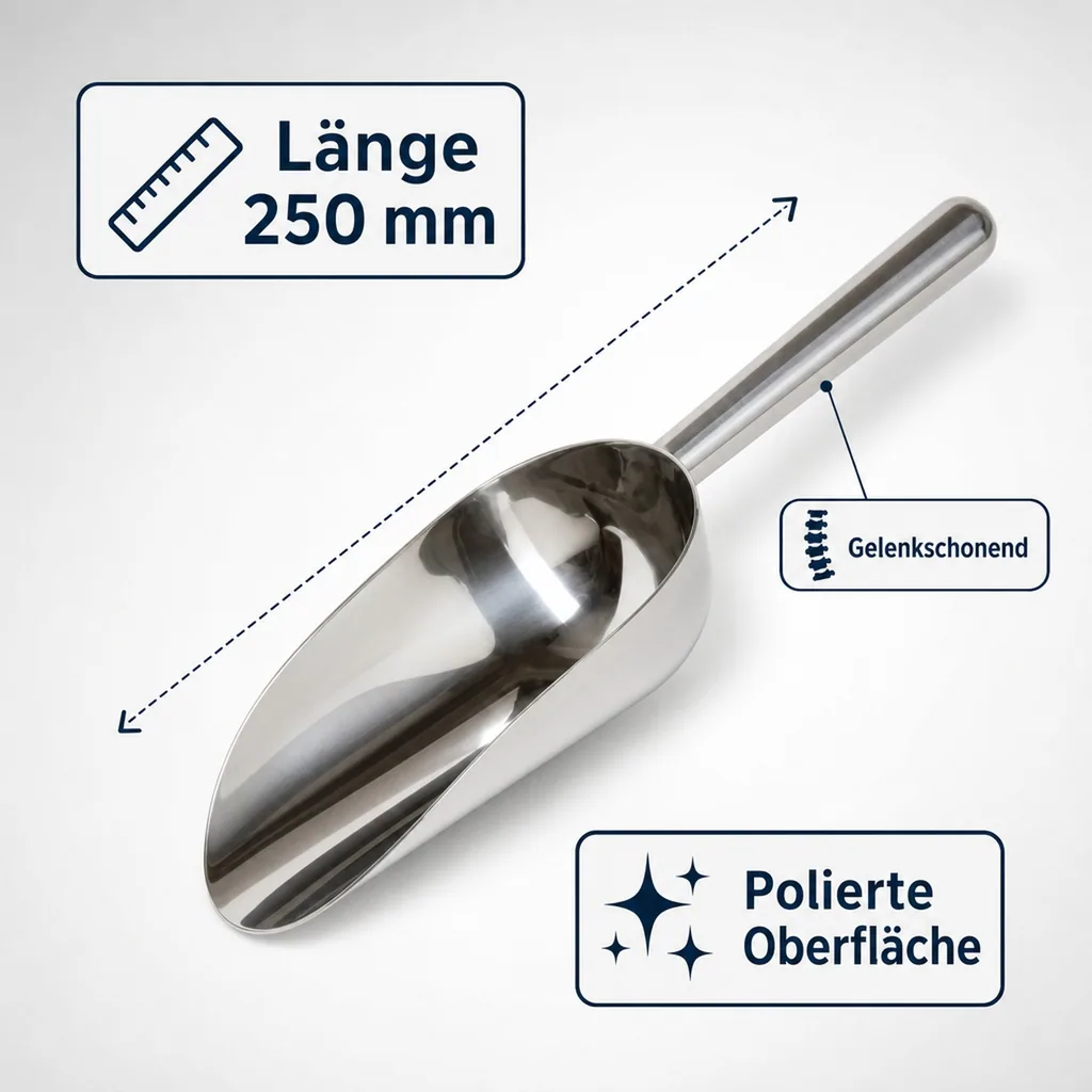 Eisschaufel Edelstahl poliert - Profi scoop, 12 oz.(355 ml.) 250 mm lang
