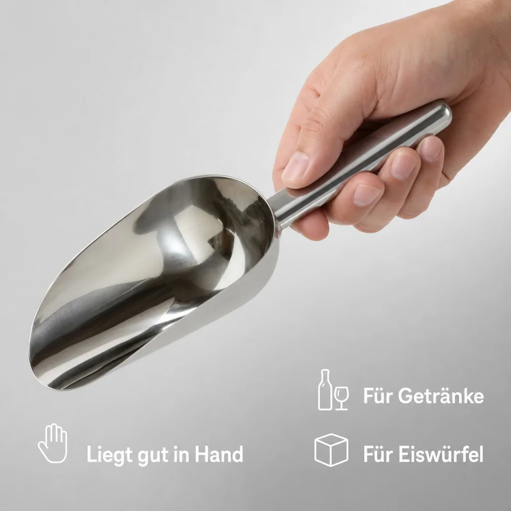 Eisschaufel Edelstahl poliert - Profi scoop, 12 oz.(355 ml.) 250 mm lang
