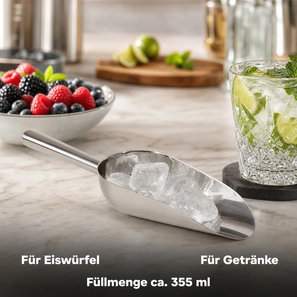 Eisschaufel Edelstahl poliert - Profi scoop, 12 oz.(355 ml.) 250 mm lang
