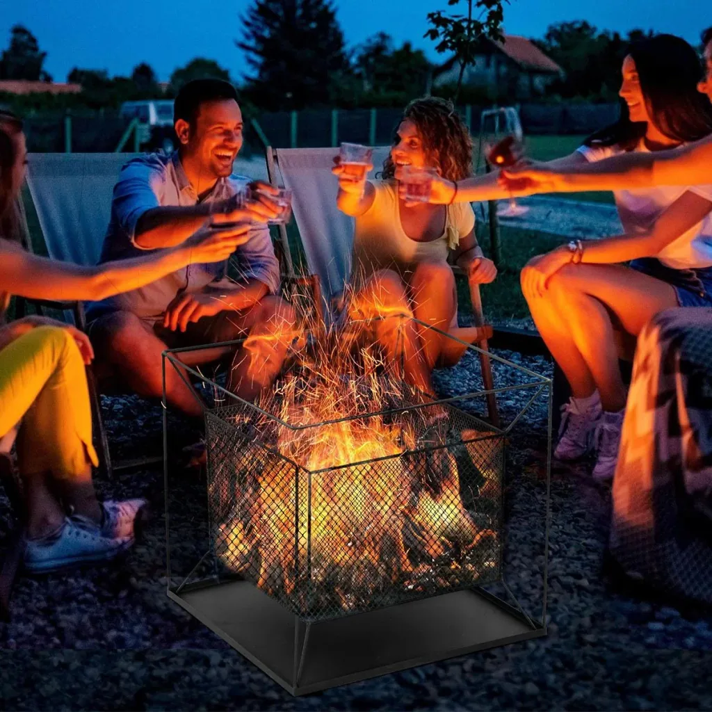 Feuerkorb modern schwarz 45 x 45 x 43 cm