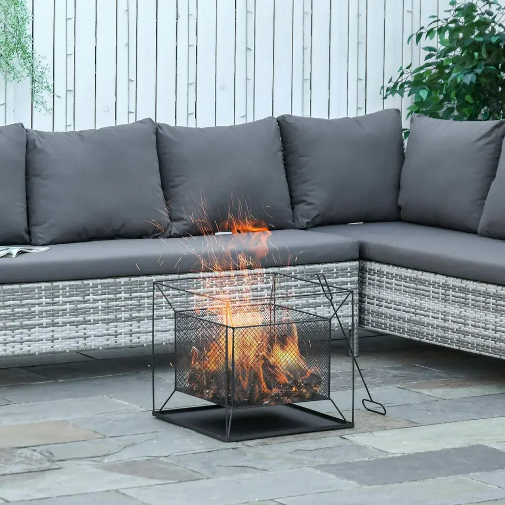 Feuerkorb modern schwarz 45 x 45 x 43 cm