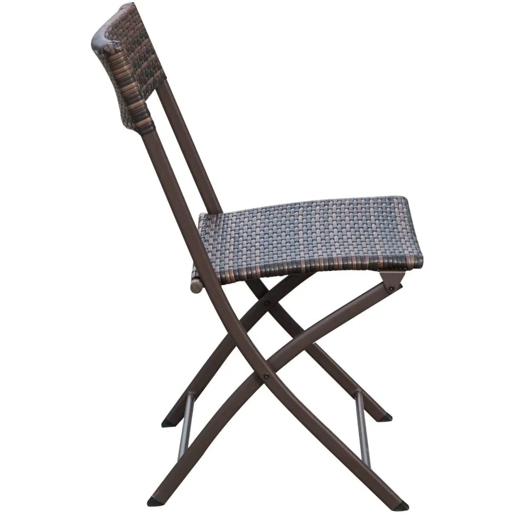 Bistroset Balkonset 3 tlg, Polyrattan Klappbar Braun