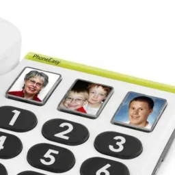 Schnurgebundenes Großtastentelefon PhoneEasy 331ph weiß, mit optischer Anrufsignalisierung, 3 Direktwahl-Fototasten