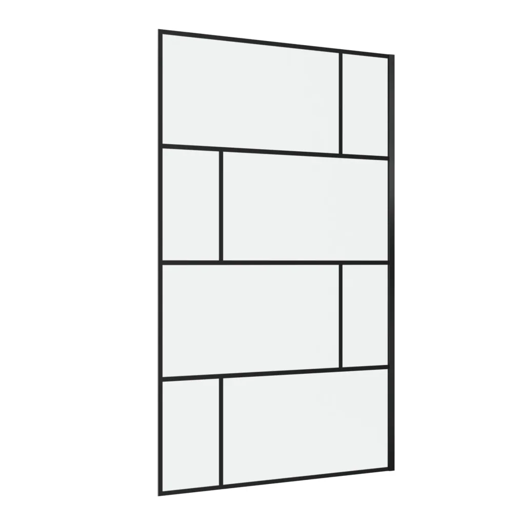 Duschwand in mordernem Design 120 x 195 cm - Glasdusche mit matt schwarzen Wandprofil