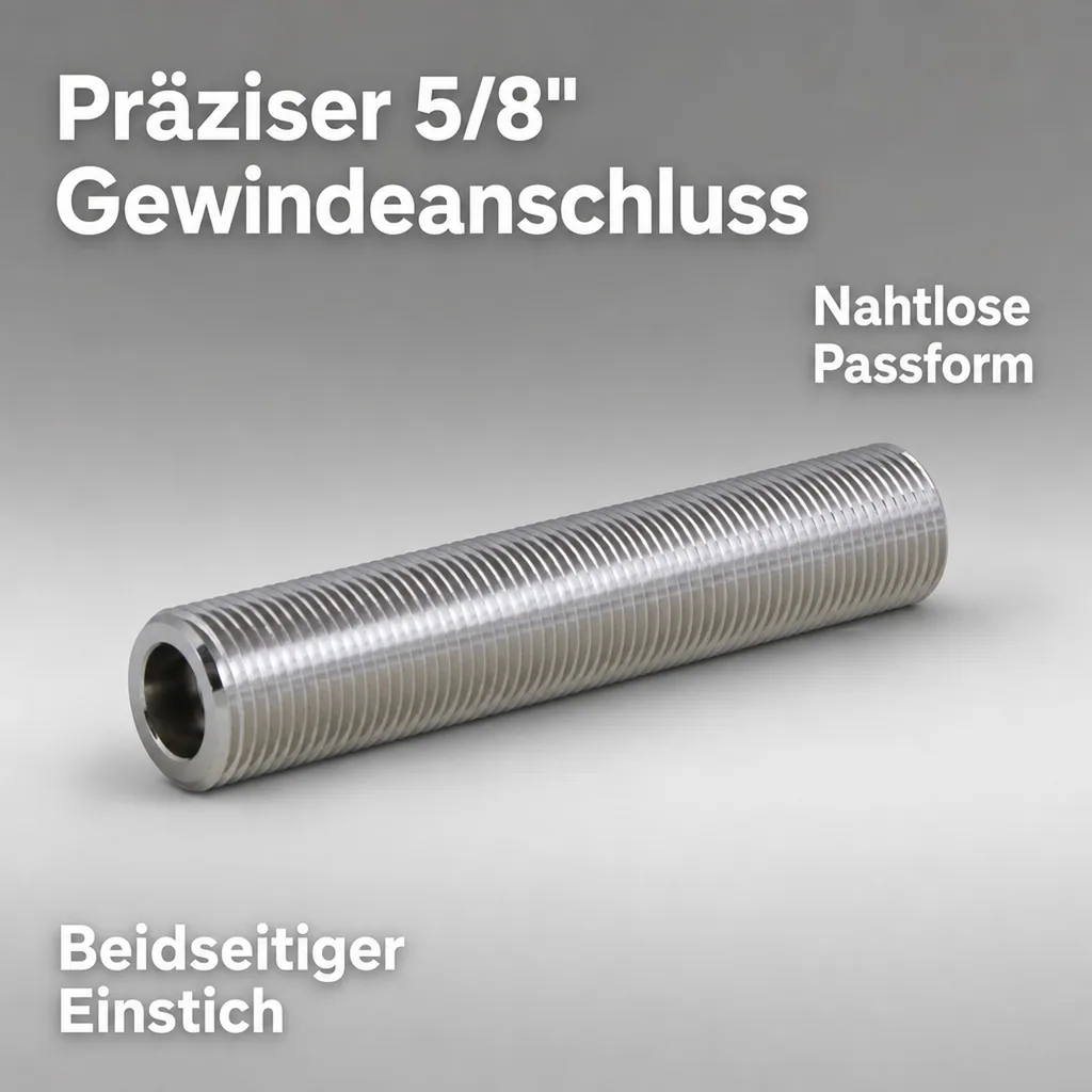Durchgangsstutzen, Schankhahnstutzen für Zapfanlage, Bierzapfanlage 5/8" Gewinde, 110mm