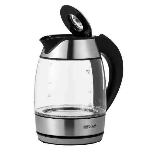 Wasserkocher schwarz/silber Glas 1.8L