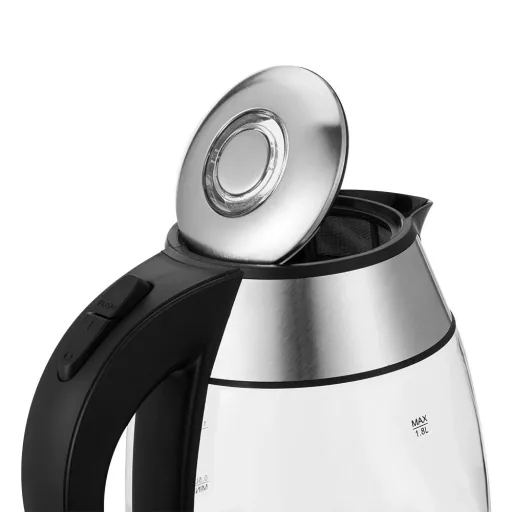 Wasserkocher schwarz/silber Glas 1.8L