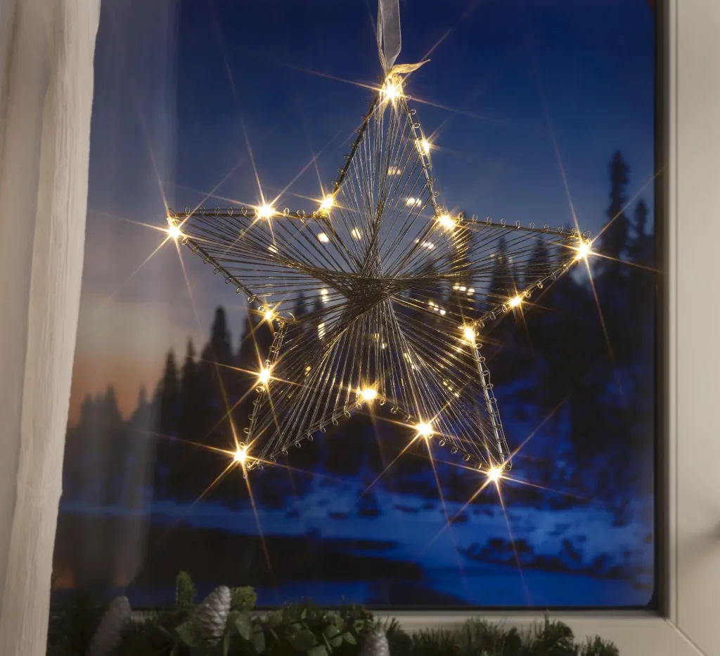 Deko Stern mit 20 warmweißen LEDs, batteriebetrieben