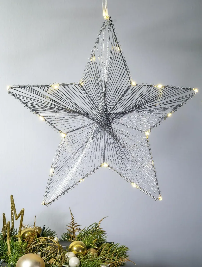 Deko Stern mit 20 warmweißen LEDs, batteriebetrieben