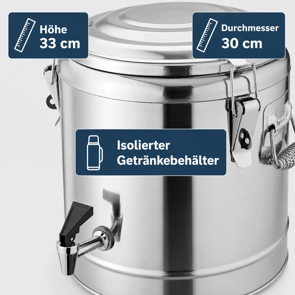Thermobehälter, Thermogetränkebehälter, Getränkebehälter mit Zapfhahn - 11L