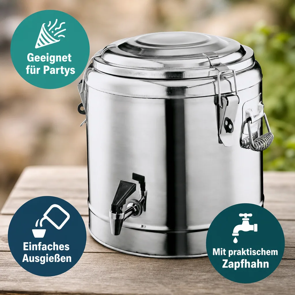 Thermobehälter, Thermogetränkebehälter, Getränkebehälter mit Zapfhahn - 11L