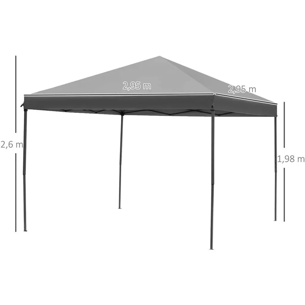 Faltpavillon Pavillon Faltzelt mit Seitenwänden inkl. Tragetasche Metall+Oxford Hellgrau+Schwarz 3x3m