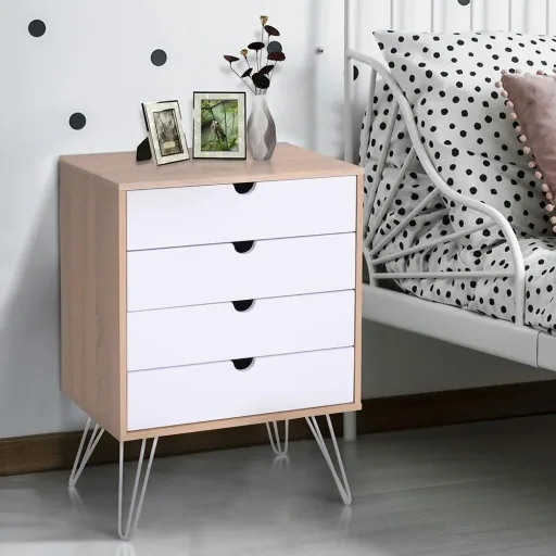 Nachttisch Nachtschrank Beistellstisch Flurkommode Konsole 4 x Schublade