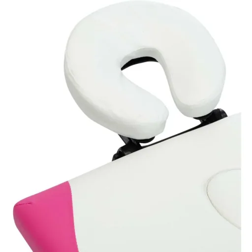 Klappbarer Massagetisch mit 4 Zonen, Aluminium weiß und rosa
