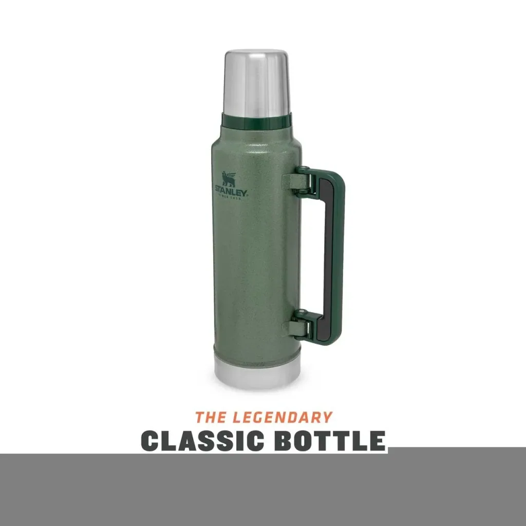 Classic Vakuum Flasche 1,4 Liter mit Griff, Trinkbecher, Hammertone grün