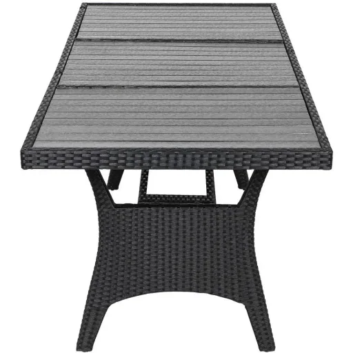 Polyrattan Tisch schwarz 190x90x75cm mit WPC Tischplatte