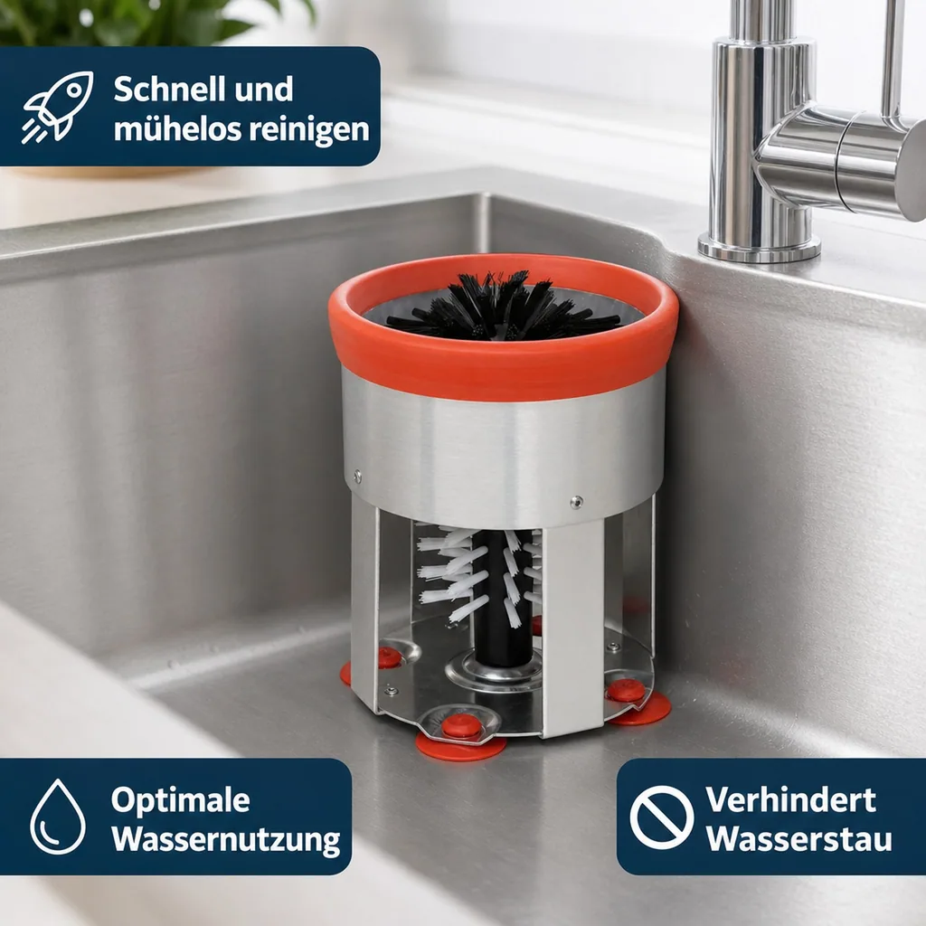 Gläserspülbürste, Gläserspülgerät - Alu Durchfluter, 25 cm