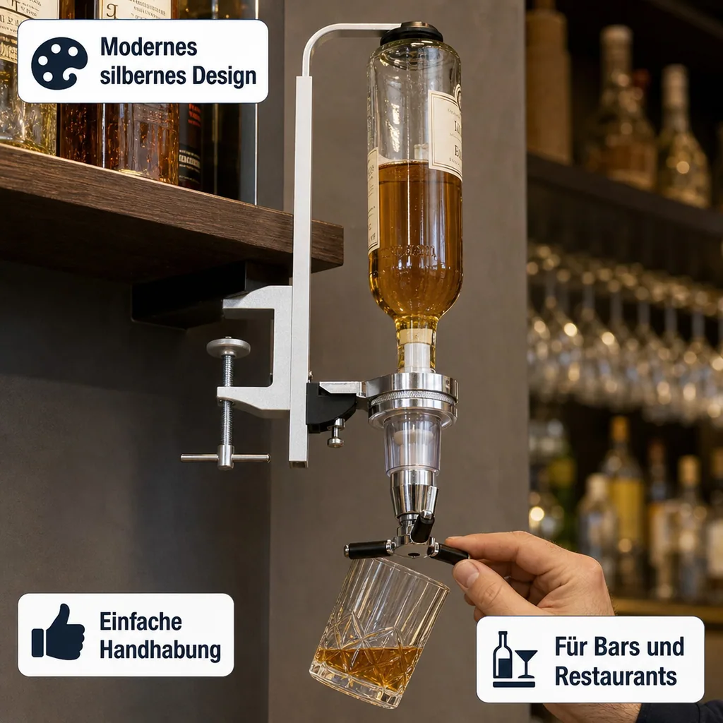 Portionierer, Flaschen - Regalhalterung 2,0 cl (20 ml) für Flaschen 0,7 - 1,0 Liter - Platzsparend mit Regalhalter
