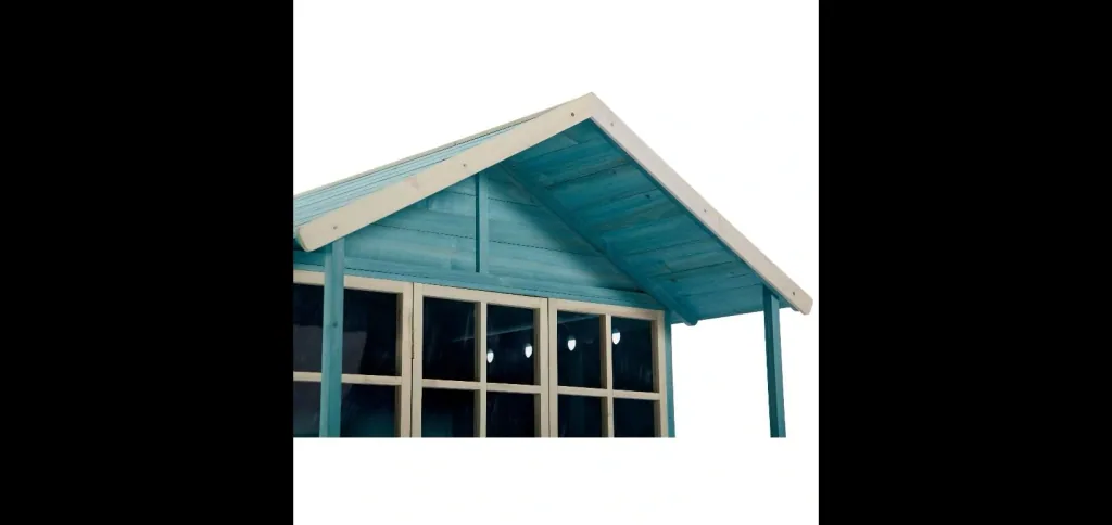 Holz Spielhaus Deckhouse, Outdoor-Spielhaus für Kinder aus Holz, Veranda, Spitzdach, türkis