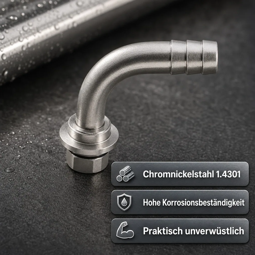 Bierschlauchtülle Gebogen CNS, NW 4mm