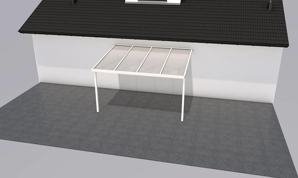 Terrassendach Premium, weiß, 4102 x 3060 mm - Polycarbonat Stegplatten 16 mm, weiß gestreift