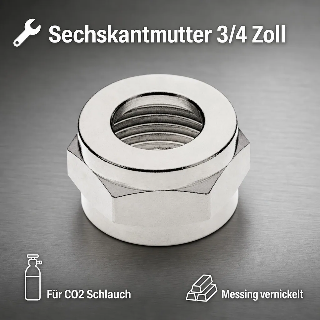 Sechskantmutter 3/4 Zoll für Co2 Schlauch