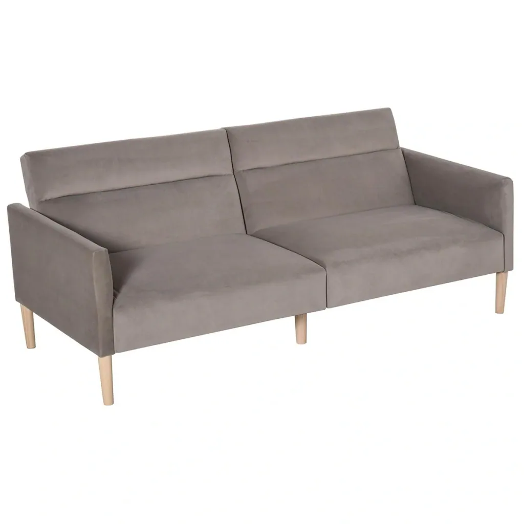 Schlafsofa Polstersofa mit 180° einstellbarer Rückenlehne 2 sitzer Sofa Schaumstoff Velvet-Touch nordischer Design Grau