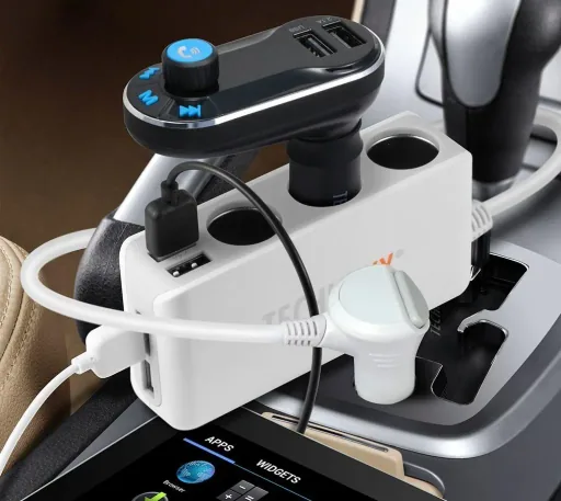 Universales Autoladegerät mit 4 USB-Anschlüssen und 3-fach KFZ-Verteiler