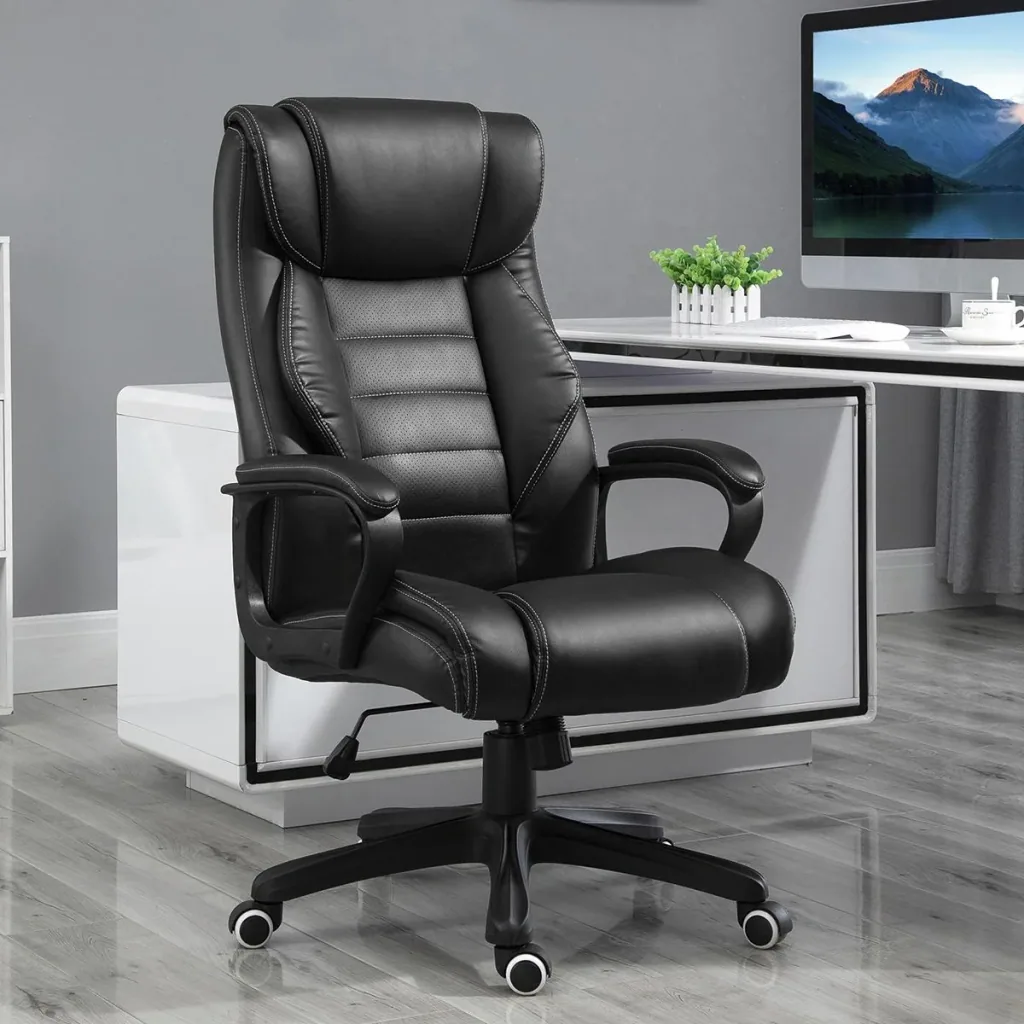 Bürostuhl mit Massage höhenverstellbarer Chefsessel ergonomischer Drehstuhl Gamingstuhl Computerstuhl Massage Sessel 6 V