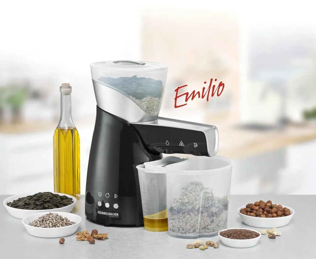 Elektrische Ölpresse OP 700 "Emilio", mit 2 Förderschnecken aus Edelstahl, 650 Watt