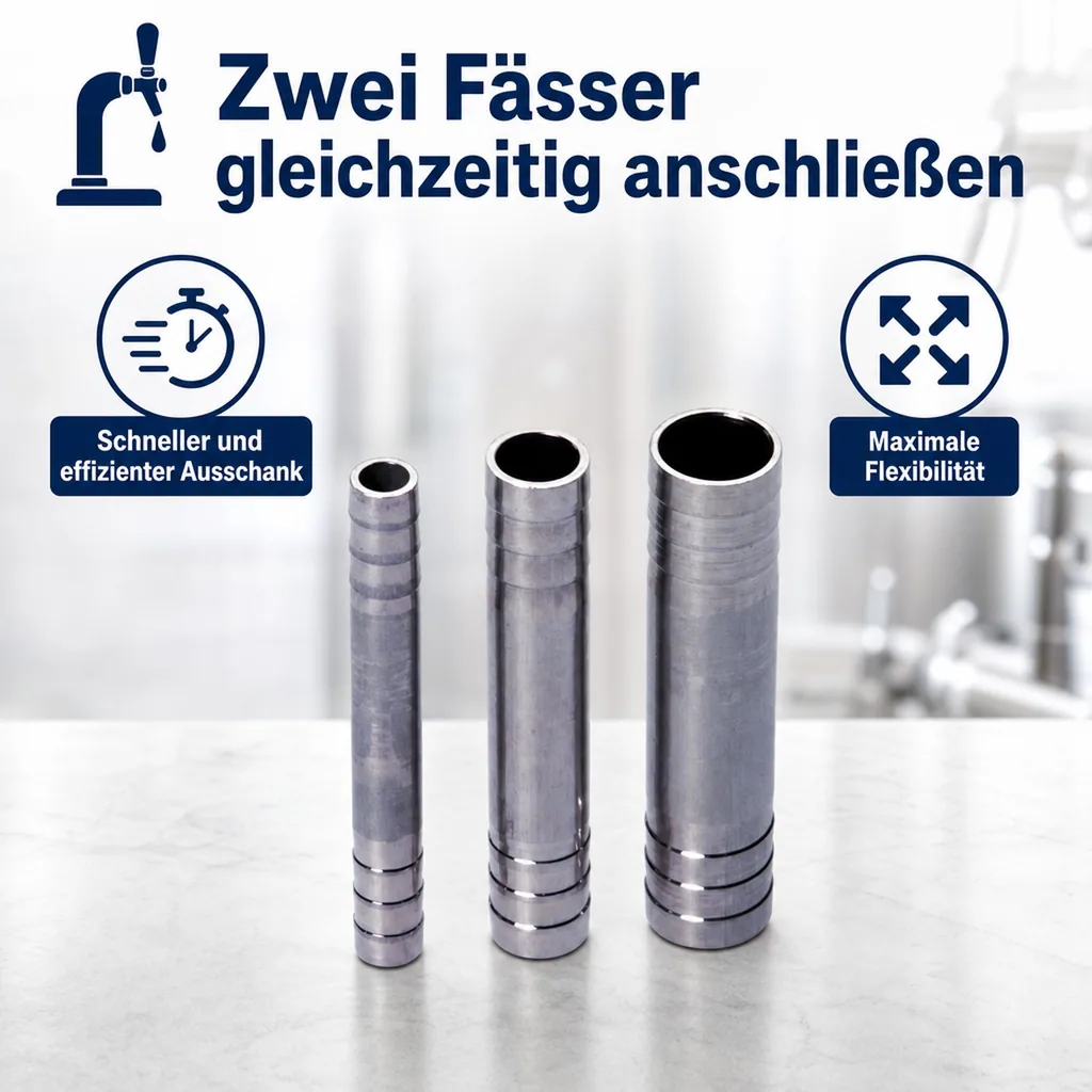 Doppel-Bierschlauchtülle CNS NW 10mm