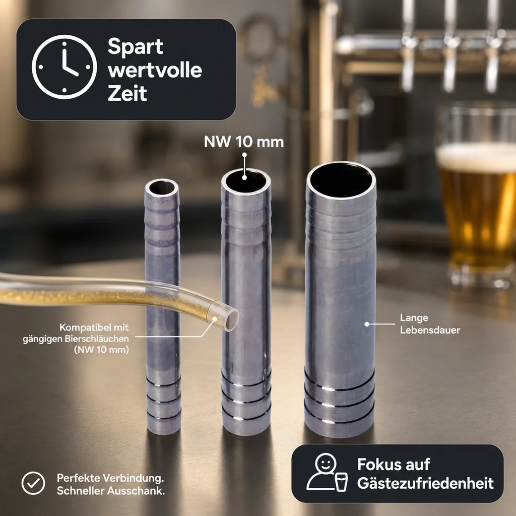 Doppel-Bierschlauchtülle CNS NW 10mm