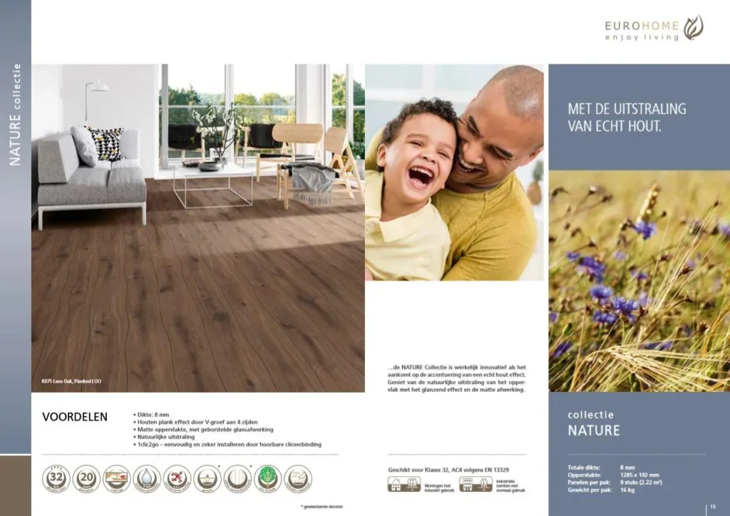 Nature Laminatboden Curving Riverbank Oak 8 mm 2,22 m²