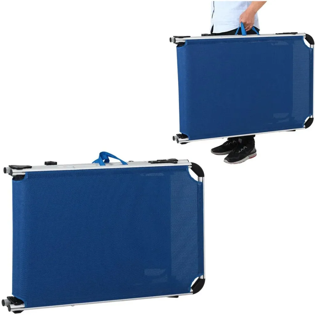 Liegestuhl Malta - Blau Aluminium - mit Sonnendach