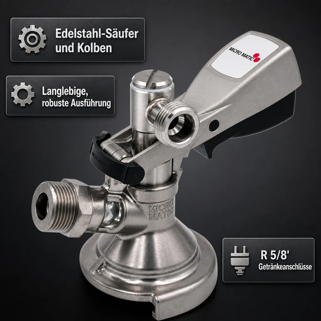 Flach Zapfkopf, Keg Anschluss - Micro-Matic, Thekenanstich