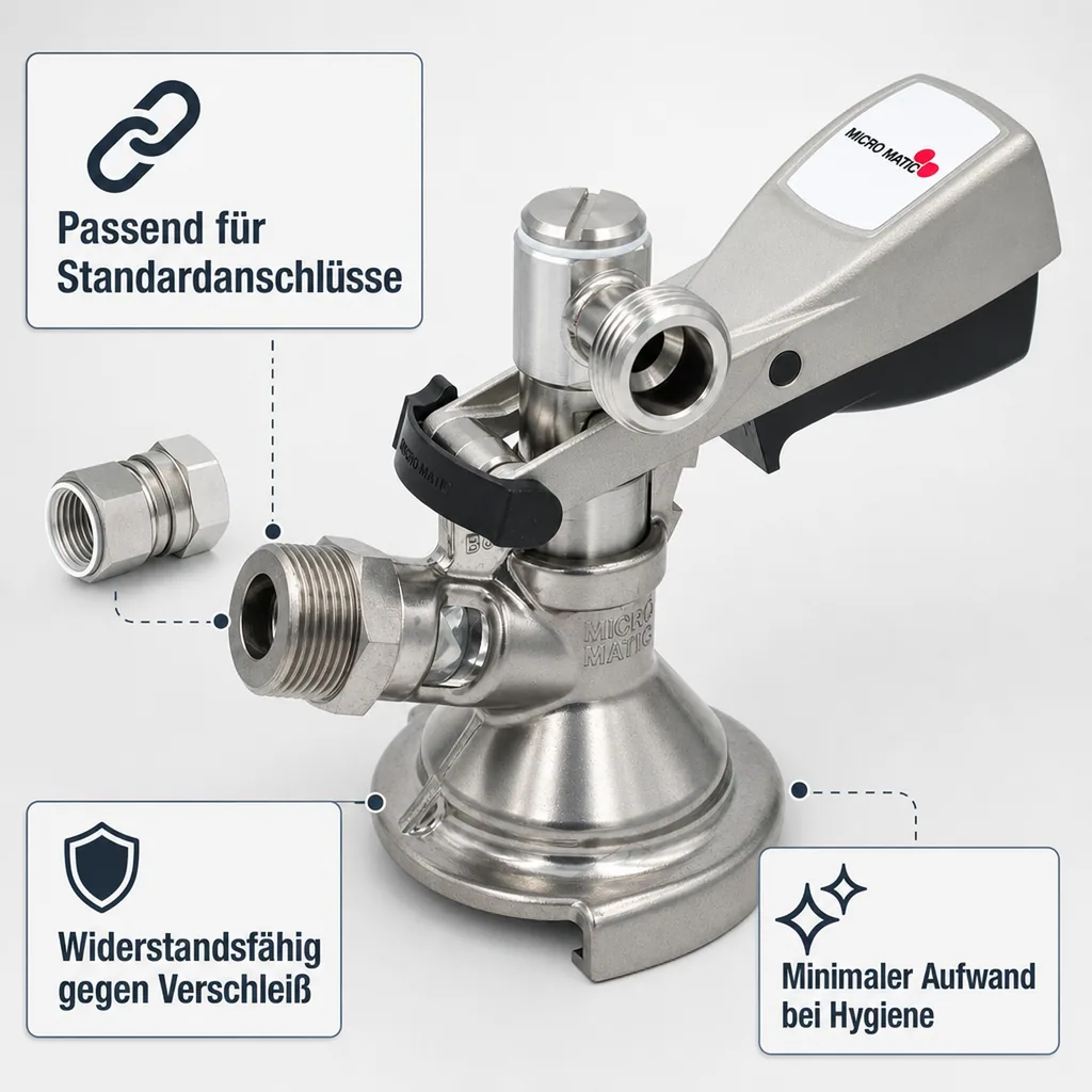 Flach Zapfkopf, Keg Anschluss - Micro-Matic, Thekenanstich
