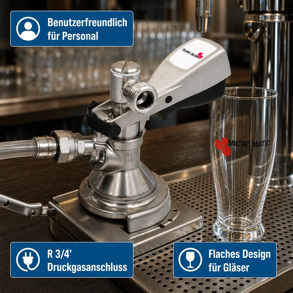Flach Zapfkopf, Keg Anschluss - Micro-Matic, Thekenanstich